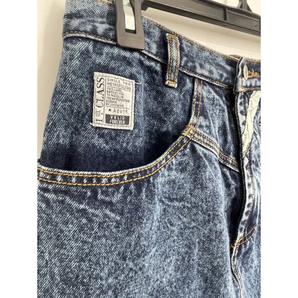 VTG Jordache 90s Denim Jean Dark Acid Wash Distressed Pencil Skirt 1st Class - Picture 3 of 13